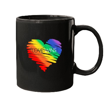 Discover LGBT Rainbow Heart Love Wins Gay Lesbian Trans Bi Mugs