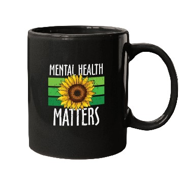 Discover Mental Health Matters Green Sunflower Mugs