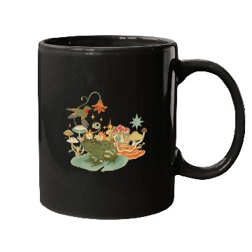 Discover Cottagecore with frog, mushrooms and hummingbird Mugs