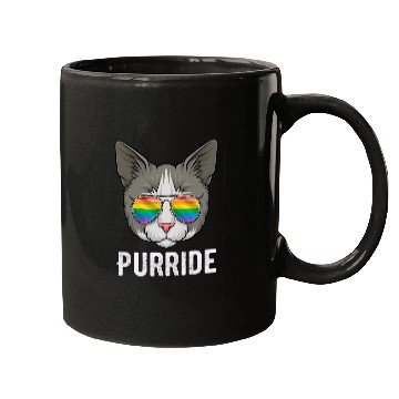 Discover Cat Pride LGBTQ Sunglasses Rainbow Flag Kitten Mugs