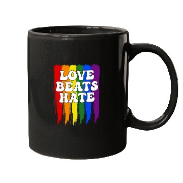 Discover LGBTQIA+ Rainbow Pride Flag Love Beats Hate Mugs