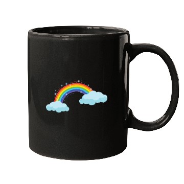 Discover Colorful Rainbow With Clouds Mugs