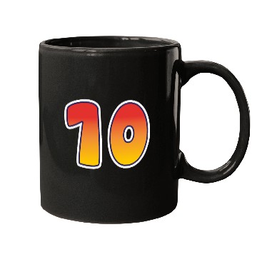 Discover Number 10 Red - Orange Design Mugs