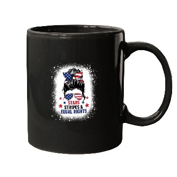 Discover USA Messy Bun Bleached Stars Stripes Equal Rights Mugs