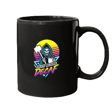 Discover Death Before Decaf (Gym Reaper) Retro Neon Mugs