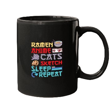 Discover Ramen Anime Cats Sketch Sleep Mugs
