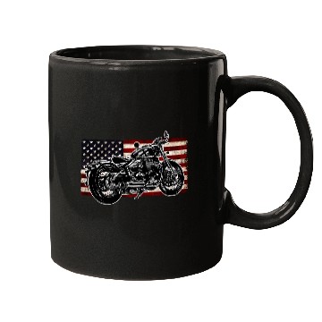 Discover Distressed Flag Vintage Bobber Bike Motorcycle Mugs