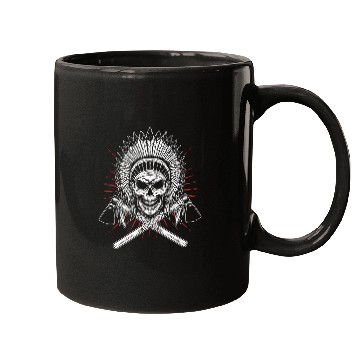 Discover Native American Chief Skull Axe Mugs