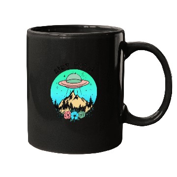 Discover Stay weird UFO art Mugs