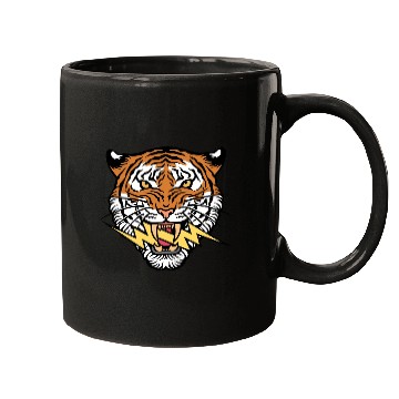 Discover Tiger face and lightning bolt Mugs