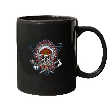 Discover Native American Chief Skull Axe Mugs