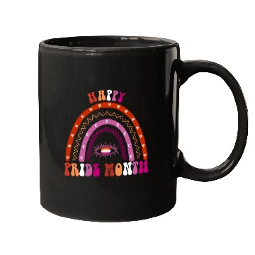 Discover Rainbow Happy Pride Month Lesbian Mugs