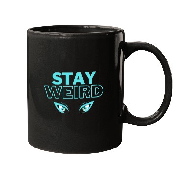 Discover stay weird teal blue Mugs