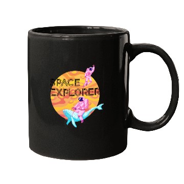 Discover Space Explorer Two Astronauts and A Blue Whale Mugs