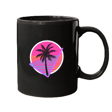 Discover Neon Sunset Palm Tree Mugs