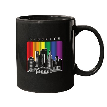 Discover Brooklyn New York Skyline Rainbow Flag Mugs