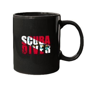 Discover Scuba Diver Red White Flag Vintage Scuba Diving Mugs
