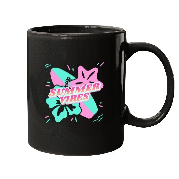 Discover Summer Vibes - Beach, surf, hibiscus and starfish Mugs