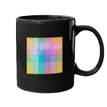 Discover Rainbow Shimmer Multi Squares Pattern Mugs