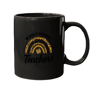 Discover Leopard Print Middle School Teacher Rainbow Mugs