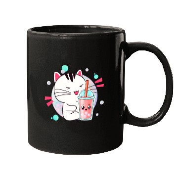 Discover Kawaii Anime Cat Bubble Tea Fan Mugs