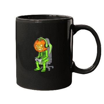Discover Gaming Halloween Skeleton Jack O Lantern Gamer Boy Mugs