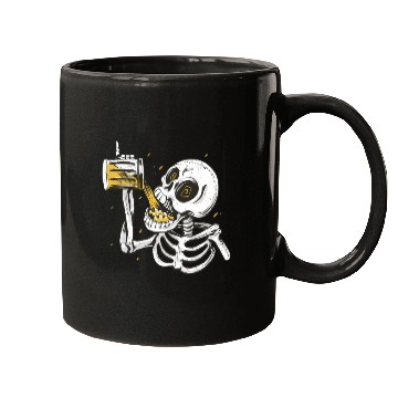 Discover Skeleton drinking beer Mugs