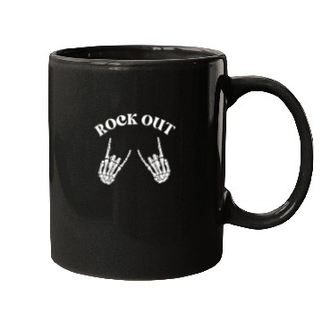 Discover rock out skeleton hand pace sign rock and roll Mugs