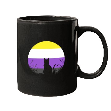 Discover Cat Moon LGBT Nonbinary Flag Mugs