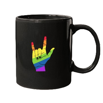 Discover Love Hand Symbol LGBT Rainbow Flag Mugs