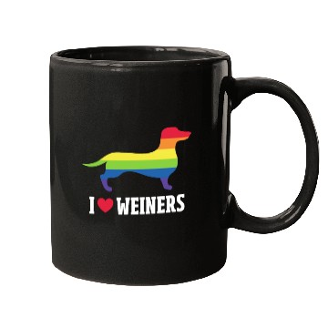 Discover I Love Weiners LGBT Rainbow Flag Mugs