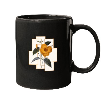 Discover Yellow Hibiscus Flower With Golden Rectangle Mugs