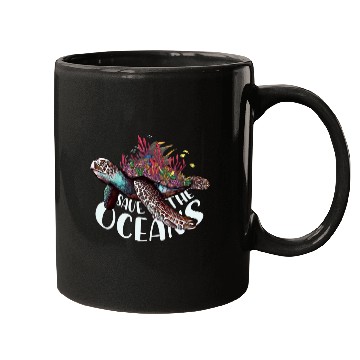 Discover Save The Ocean Sea Turtle Reefs Cartoon Mugs
