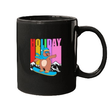 Discover Winter Holiday Bear Snowboard Retro Snowboarding Mugs