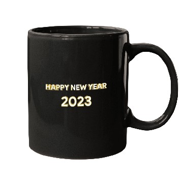 Discover Happy New Year 2023 Background Gold Text Design Mugs