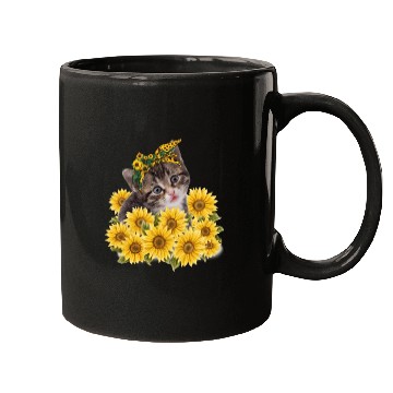 Discover Sunflower Cat Lover Cute Kitten Lady Gift Mugs