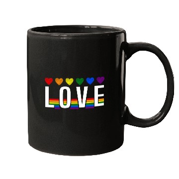 Discover Love Rainbow Heart Pride LGBT Mugs