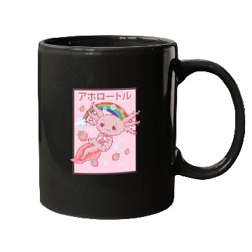 Discover Kawaii Axolotl Strawberry Milk Mugs