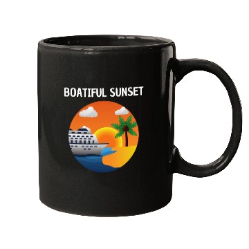Discover Boatiful Sunset Cruise Vaction Ship Mardi Gras Mugs