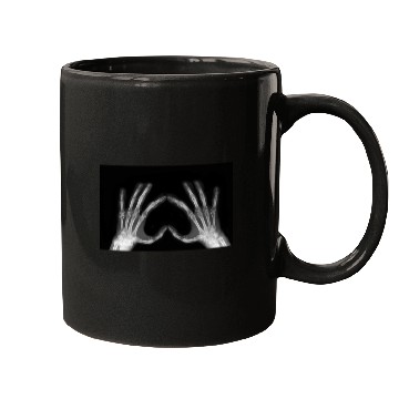 Discover Skeleton Hand Heart Sign Bones Funny Halloween Mugs