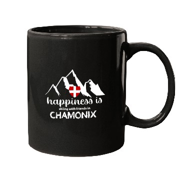 Discover Happiness is skiing with friends in Chamonix Mugs
