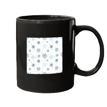 Discover Modern Snowflakes Pattern White Blue Mugs