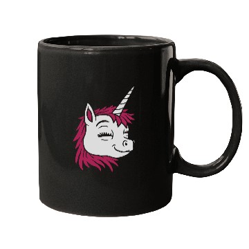 Discover Cartoon face happy unicorn Mugs