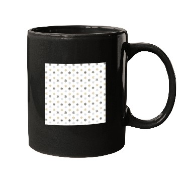 Discover Modern Snowflakes Pattern White Gold Mugs