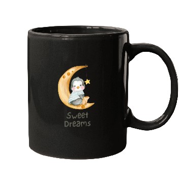 Discover Cute Penguin Moon Sweet Dreams Mugs