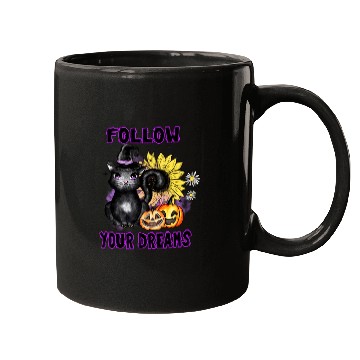 Discover Follow Your Dreams - Black Cat Jack-O-Lantern Mugs