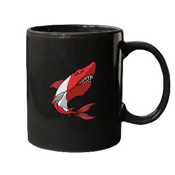 Discover Scuba Diver Red White Flag Shark Scuba Diving Mugs