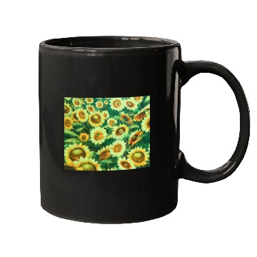 Discover Bright Sun Flower Field Mugs