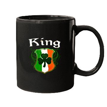 Discover King Irish Surname Ireland Flag Shield Shamrock Mugs