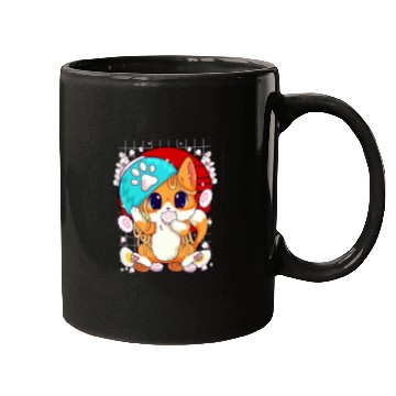 Discover Kitty Eating Ramen And Kawaii Shusi Mugs